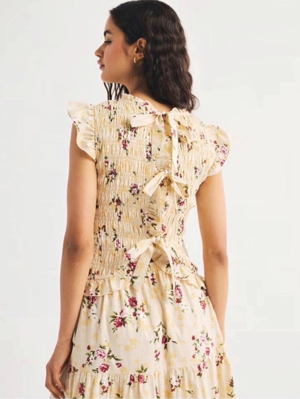 100% Cotton Smocked Tie-Back Top
